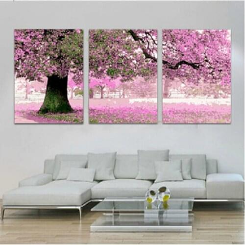 Three-picture Combination painting by numbers vintage home decor wall art flower pictures oil painting on canvas Triptych H461