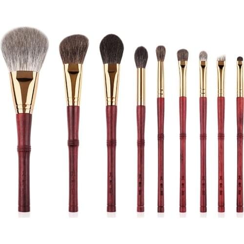 9pcs/set Snow Fox hair Powder Makeup brushes Set Blusher Eyeshadow Concealer eyebrow eye Make up brushes Ebony handle exquisite