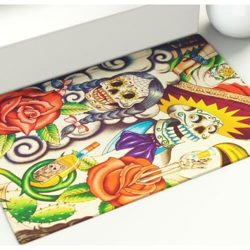 Human Skeleton Floor Mat Sofa Area Rugs Living Room Bedroom Bathroom Decoration Large Carpet Print Statue Asian Ancient Art