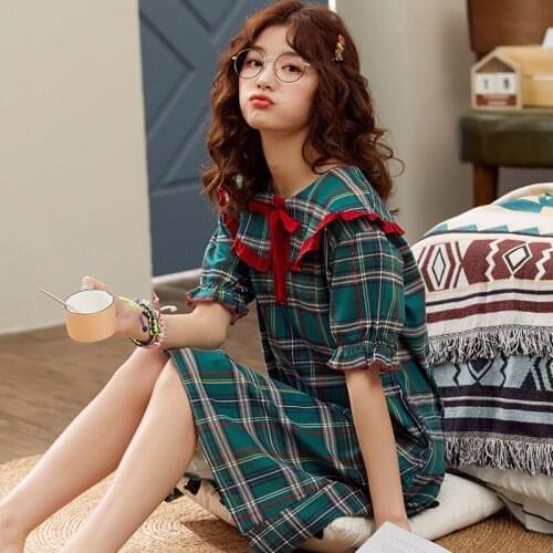 4xl 3xl Plus Size Night Dress Women Short Sleeve Sleepshirt Female Print Sweet Nightgowns Girls Loose Large Nightwear Nighties