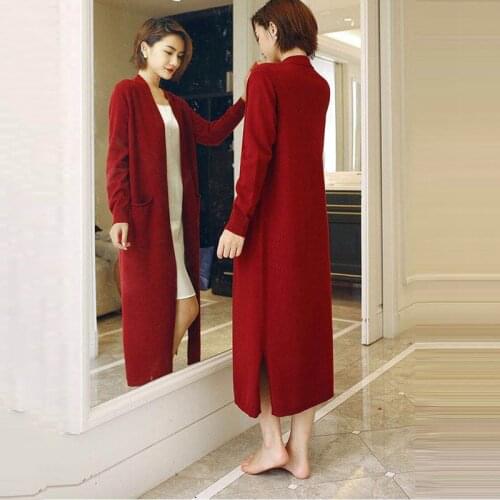 New Spring Female Coat Plus Size Wool Knitting Sweater Cardigan Loose Long Cardigan Fall Women Cardigan Coat Cashmere Long Coak