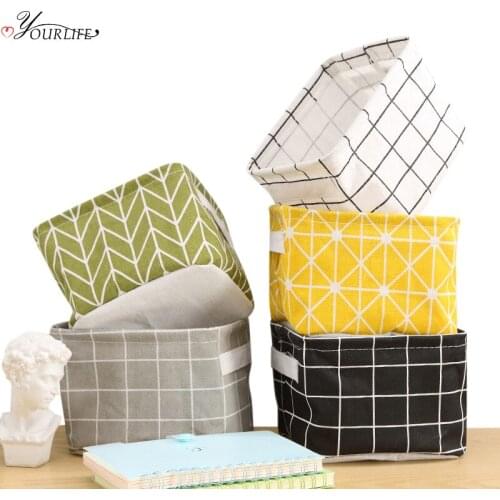 OYOURLIFE Portable Waterproof Fabric Storage Basket Toy Container Foldable Desktop Cosmetics Sundries Organizers Small Basket