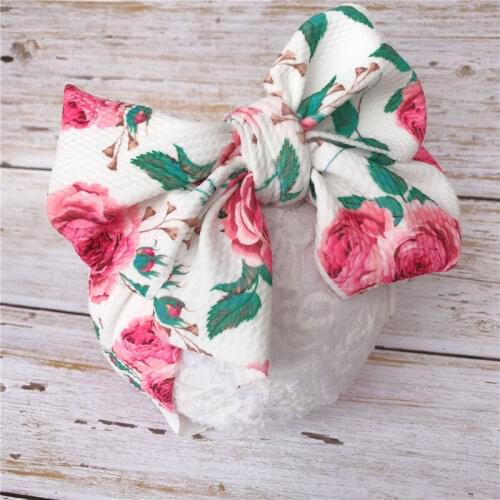 2019 New Baby Headbands Big Bowknot Printed Infant Girls Headwraps Newborn Turban Headbows