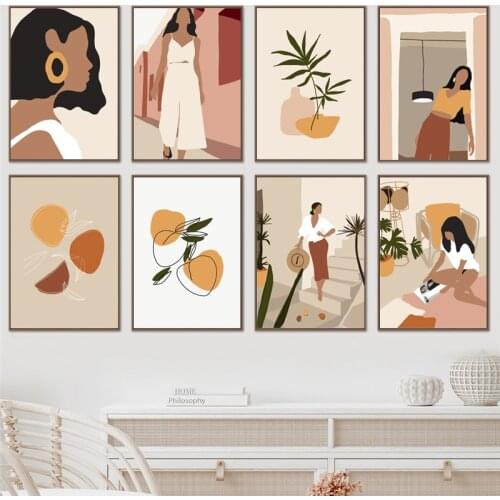 Nordic Style Simple Modern Paintings Fashion Woman Home Morandi Decorative Wall Art Posters Prints For Living Bedroom Decor