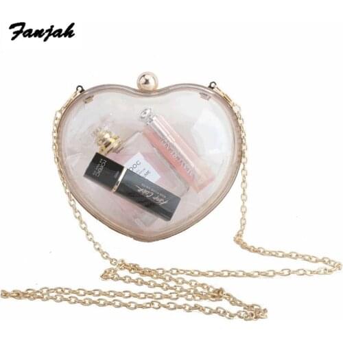 Clear Heart-shaped Hand Package Transparent Second Gram Force Dinner Package Handbag Bride Wedding Party Ball Drop Ship