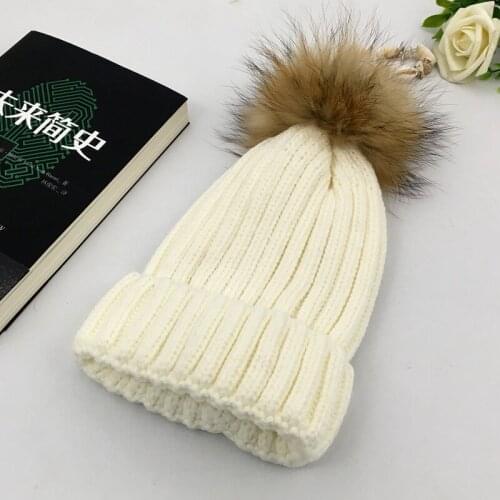Hat women autumn and winter really big fox fur ball wool hat children winter tide Korea lap knit hat Free Shipping