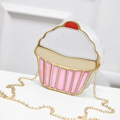 Women Crossbody Bags Mini Bag Lady Handbag Chain Bag Ice Cream Bags Cartoon Cupcake Bags Girl Shoulder Bag