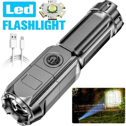 2,3Set T6 LED Flashlight USB Rechargeable Zoomable Strong Bright Torch Waterproof Tactical Lantern For Camping Hiking Fishing