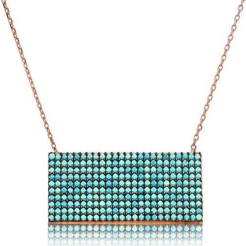 Tevuli 925 Sterling Silver Blue Cubic Zirconia Rectangle Ladies Necklace