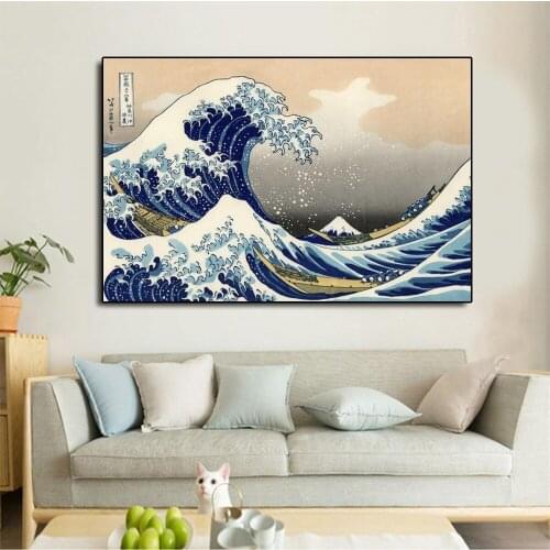 Vintage watercolor painting Japan Kanagawa Prefecture surfing map art poster and frameless home decoration picture anime poster