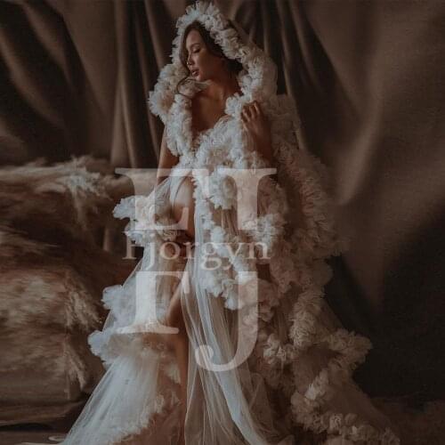 Vintage Ruffles Tulle Matenity Gown for Photoshoot 2021 New Design Custom Made Woman Summer Dress for Party Sleeveless Robes