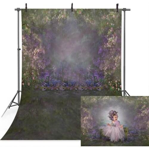 Floral Abstract Newborn Kids Portrait Photo Backdrop Vintage Purple Flowers Baby Birthday Art Background Photography Photocall