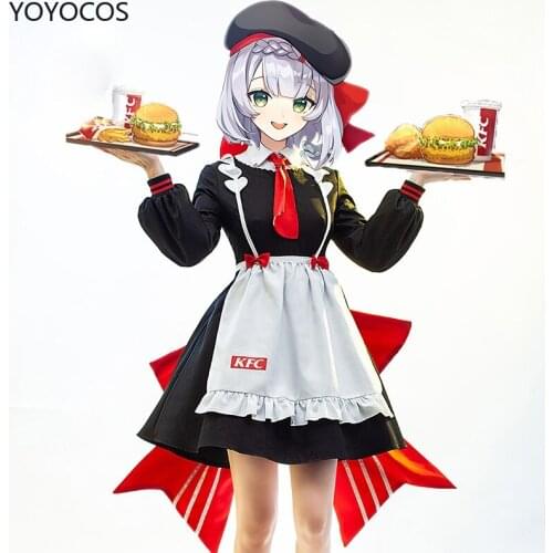 YOYOCOS Genshin Impact Diluc Noelle Cosplay KFC Clerk Suit Sexy Maid Outfit Game Costume Halloween Holiday Set Anime New 2921