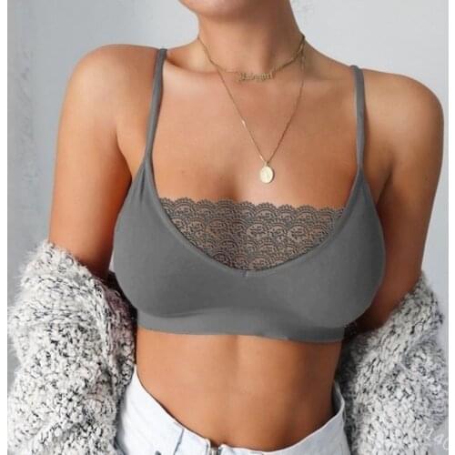 Women Transparent Strappy Crop Top Sexy Bralette Lace Bras Ladies Intimates Couleur Unie Lingerie L-3XL