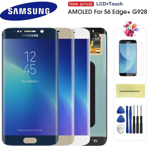 Original Super AMOLED LCD For S6 Edge Plus LCD G928 G928F Display Touch Screen Assembly Replacement For S6 edge+ LCD