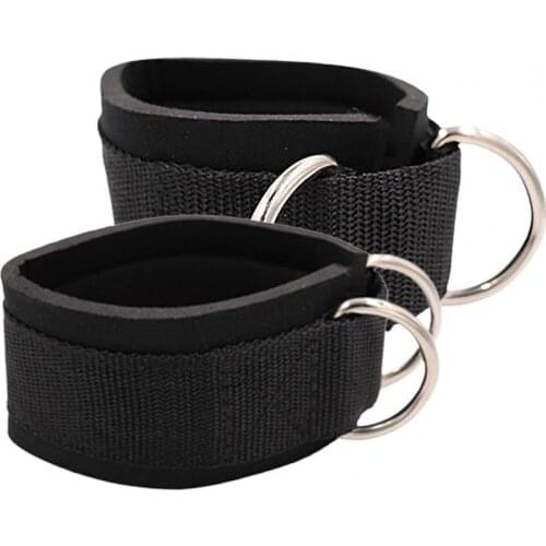 1 Pair Men Women Gym Fitness Adjustable Padded Ankle Straps Cuffs with 2 D-rings