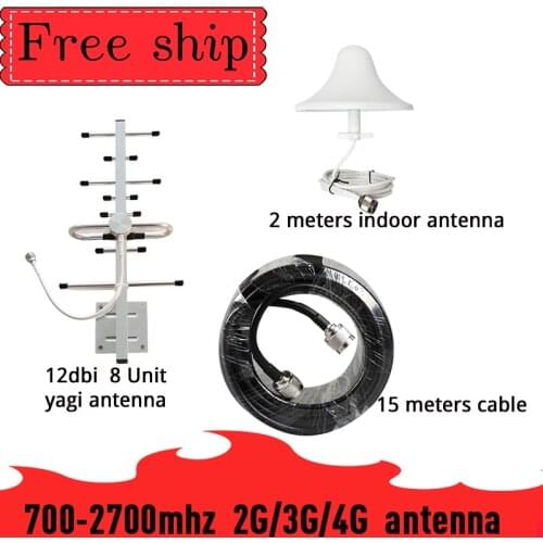 12dbi Yagi OutAntenna CDMA UMTS GSM 700-2700mhz 12dBi Gain For DCS Cell Phone Booster Repeater 5dbi Omni Antenna With 2m Cable