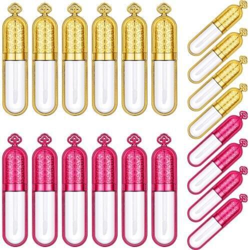 200pcs 3ml Empty Plastic Lip Gloss Tube with Gold Lid Reusable Sample Bottle Refillable Lip Balm Bottle Container