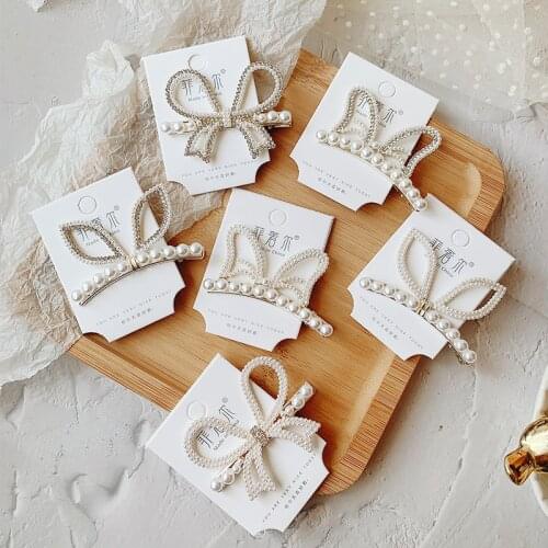 2021 New Rhinestone Rabbit Ear Bowknot Pearl Hairpins Gift Women Girls Hair Clips Pins Barrettes Accessories Hairclip Headdress