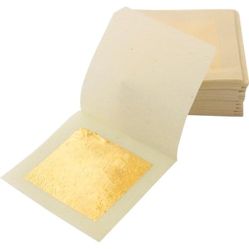 24K Genuine Gold Leaf 50 sheets 99.99% Edible Gold Foil 4.33 X 4.33cm for Decoration,Art,Spa