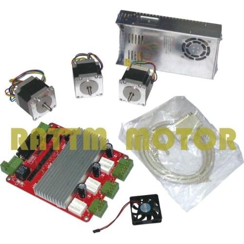 3 Axis CNC Controller kit 3pcs NEMA23 165oz-in stepper motor 56mm length 2.5A & 3 Axis TB6560 CNC Driver breakout board
