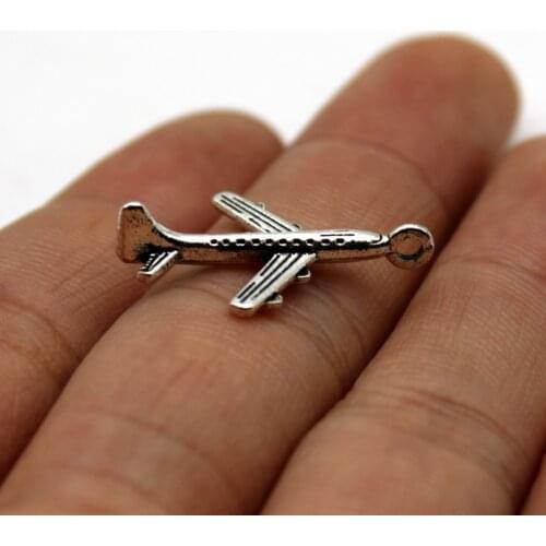 30pcs Wholesale Price Travel Plane Airplane Charms 14*22mm Antique Silver Plated Pendant For Handmade Jewelry Accessories