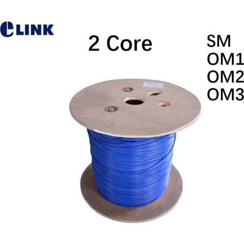 500mtr 2 Core fiber optic Armored cable Indoor SM OM1 OM2 OM3 2 fibers blue gray aqua ftth indoor armored cable ELINK duplex