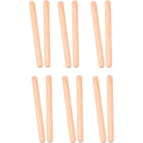 6 Pairs Wood Claves Musical Percussion Instrument Rhythm Sticks Percussion Rhythm Sticks Children Musical Toy
