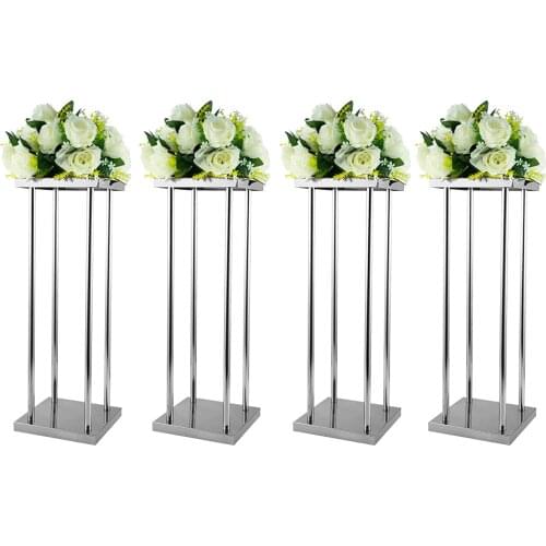 8PCs Gold/Silver Wedding Flower Rack Iron Flower Stand, Geometric Vase Stand, Rectangular Frame for Wedding Party Decoration