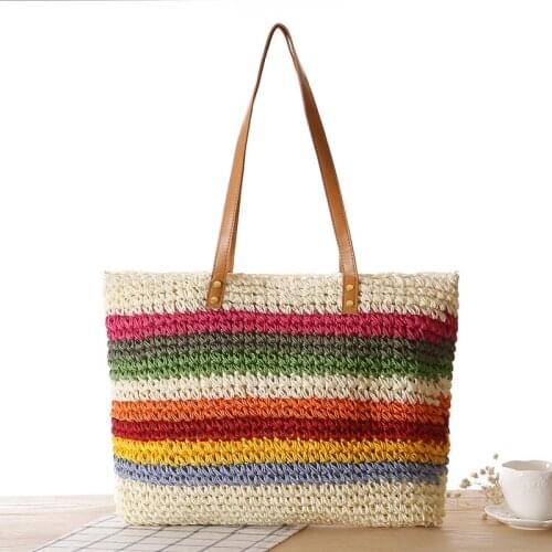 Aaby 2021 Summer Straw Bags for Women Rattan Shoulder Bag Handmade Woven Beach Handbags Female Message Handbag Totes Bag