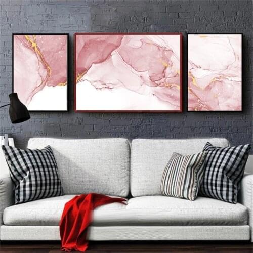 Abstract Modern Canvas Painting Nordic Home Decor Wall Art Poster And Print Pink Marble Minimalist Art For Living Room Design