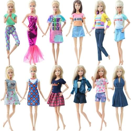 One Pcs Lovely Mini Dress Mix Style Skirt Daily Casual Party Gown Clothes for Barbie Doll Accessories Baby Girl DIY House Toy