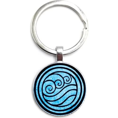 2020 New Avatar The Last Airbender Keychain Kingdom Jewelry Air Nomad Fire and Water Tribe Pendant Glass Dome Keychain