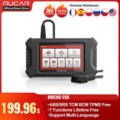 MUCAR OBD2 Scanner Automotive Car Diagnostic Tool ABS/SRS/ECM/TCM System OBD 2 Scanner TPMS Code Reader OBDII Key Coding CS2/4/6