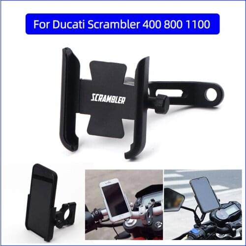 For Ducati Scrambler 400 800 1100 Motorcycle CNC Aluminum Mobile Phone Holder GPS Navigator Mirror Handlebar Bracket Accessories