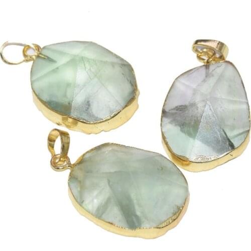 New Style Faceted Green Crystal Quartz Charm pendant for necklace Rainbow Fluorite Quartz pendant for women 2019 party