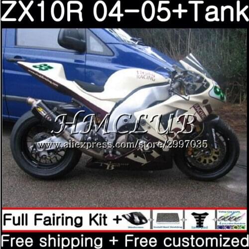 Body +Tank For KAWASAKI NINJA Dark red white ZX1000 C ZX 10 R ZX-10R 2004 2005 60HC.8 ZX1000C ZX10R 04 05 ZX 10R 04 05 Fairings