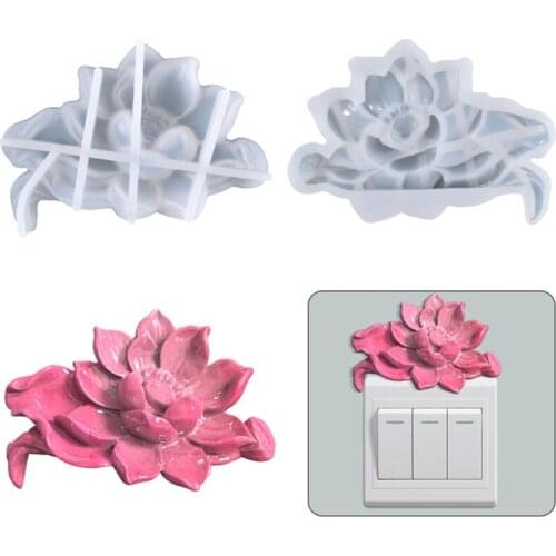 U90E Creative Lotus Switch Wall Sticker Decoration Epoxy Resin Mold Flower Ornaments Silicone Mould DIY Crafts Casting Tools