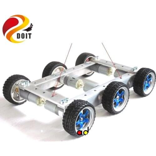 Cool and New 6WD Robot Smart Car Chassis Big Load Large Bearing Chassis with Motor 6V150RPM Wheel Skid DIY RC Toy
