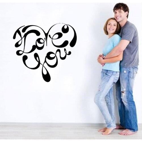 KUCADA creative love you heart wall sticker for home decoration living room removable diy wallpaper black pvc WP3945