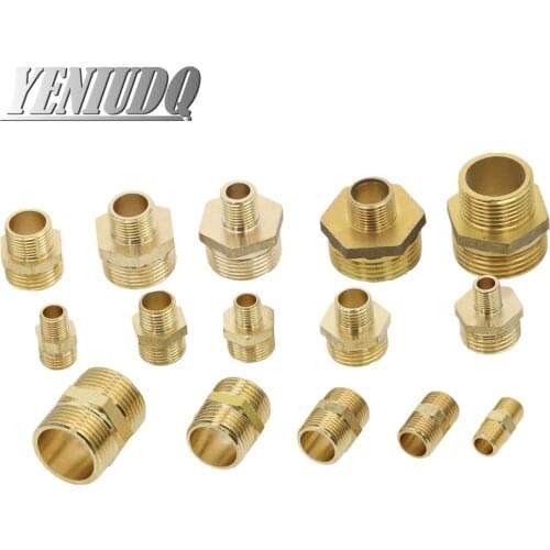 Brass Tube Pneumatic Fitting 1/8" 1/4" 3/8" 1/2" 3/4" 1" BSP Male X Male Change Hex Nipple Pipe Connector Adapter Coupler