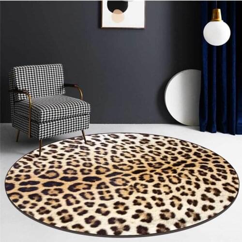 Leopard Print Round Carpet Floor Mat Modern Fashion Carpets For Living Room Chair Anti-slip Rug Bedroom Decor Tapis