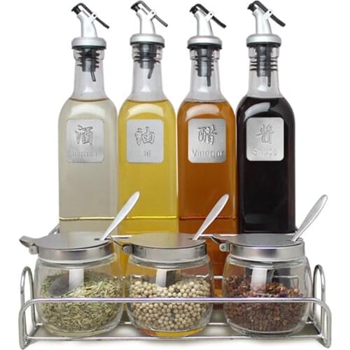 Oil Dispenser Seasoning Bottle Set Dispenser Sauce Bottle Glass Storage Bottles For Oil Vinegar Kitchen Cooking Accessories