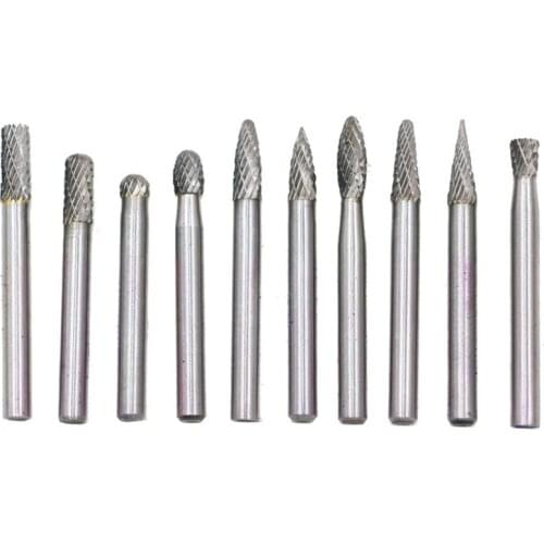 10pcs 6*6 tungsten steel grinding head tungsten carbide burrs set mini drill diamond burs material tungstenio dremel accessories