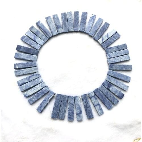 Natural Blue Aventurine Matte Beads,Long Strip Beads 10x40mm Blade Bead,Necklace Jewelry DIY Finding,Top Drilled,1string 38beads