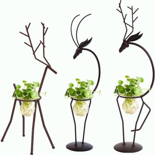 New Deer-shaped Hydroponic Container Shelf Modern Simple Living Room Decoration Creative Nordic Iron Rack Decoration