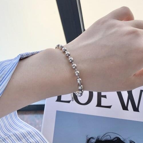 925 Silver NEW Arrival Fashion Round Beads Bracelet Thai Silver Jewelry Retro Distressed Exquisite Adjustable Men Bracelet