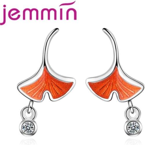 New Arrival Exquisite Maple leaf Shiny Rhinstone 925 Sterling Silver Stud Earring For Woman Girls Valentines Day Gift