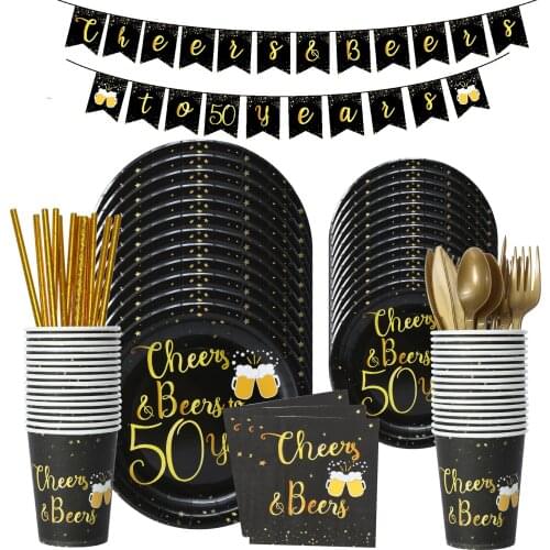 50th Birthday Cheer 50 year Birthday Party Decorations 50th Disposable Tableware Birthday 50 Year Balloon 50 Year Cheer Beer