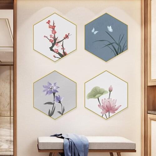 Chinese Style Plants Wall Stickers Flowers Living Room Wall Decoration Aesthetic Wallpaper Self-adhesive